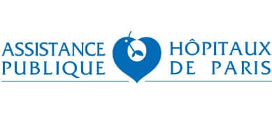 Logo bleu avec un cœur au milieu de l'écriture Assistance Hôpitaux Publique de Paris