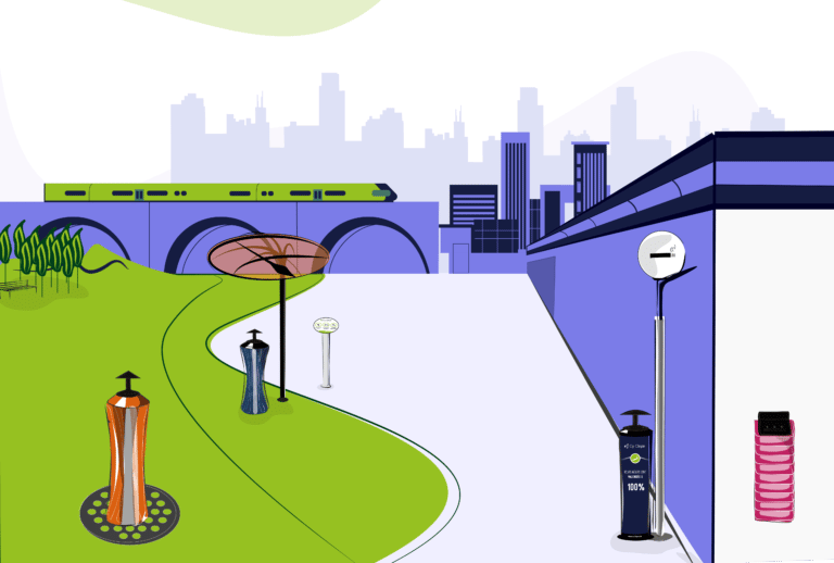 Différents types de cendriers urbains