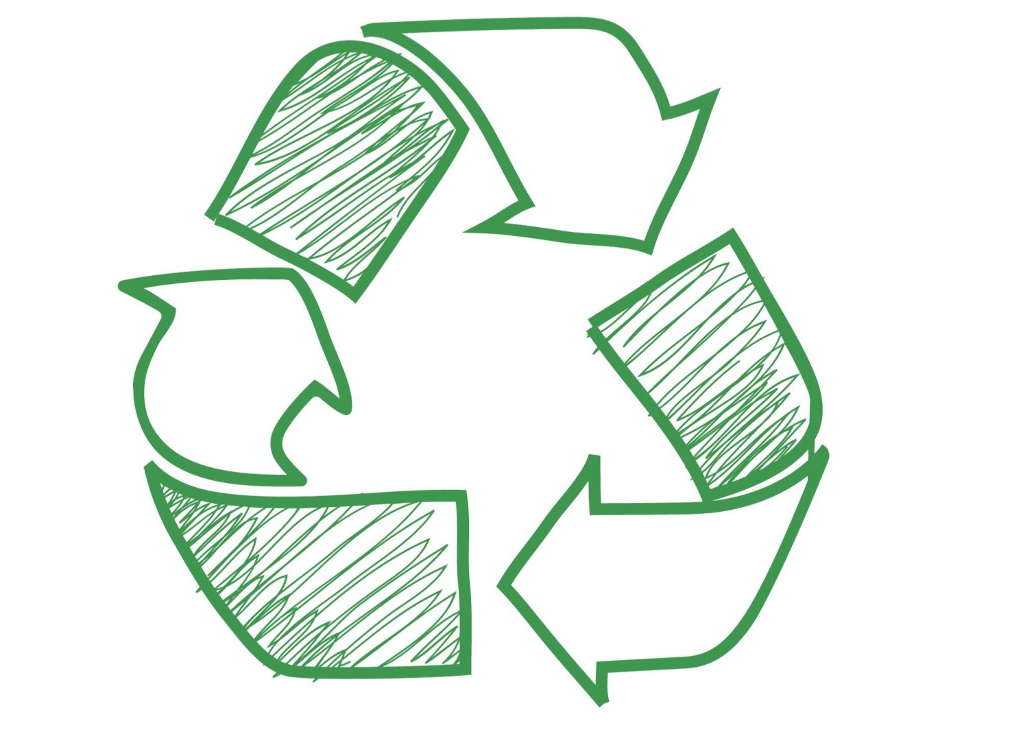 Illustration du logo recyclage en vert avec les 3 flèches qui se rejoignent.