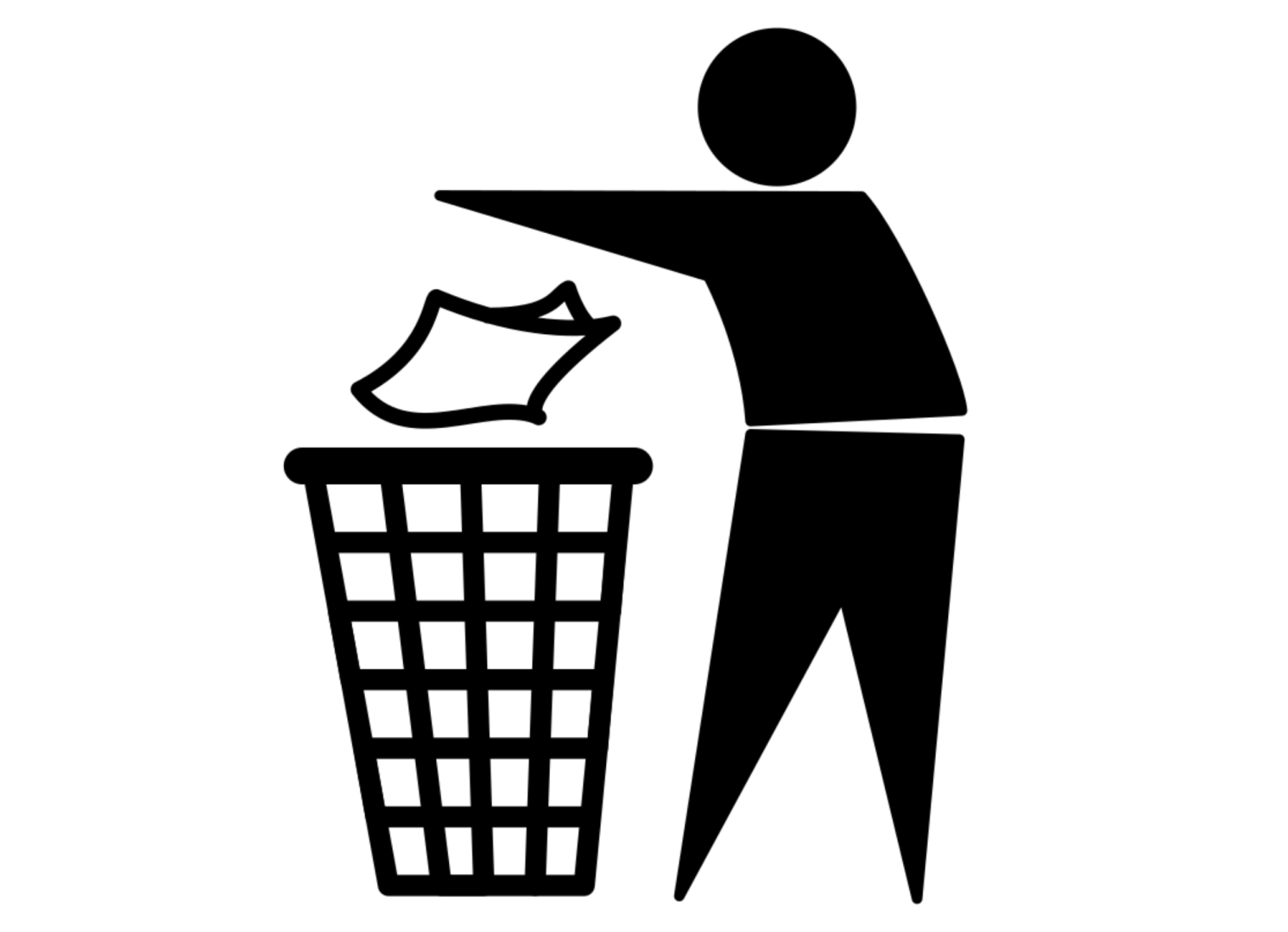 Pictogramme d'un bonhomme qui jette ses déchets dans une poubelle