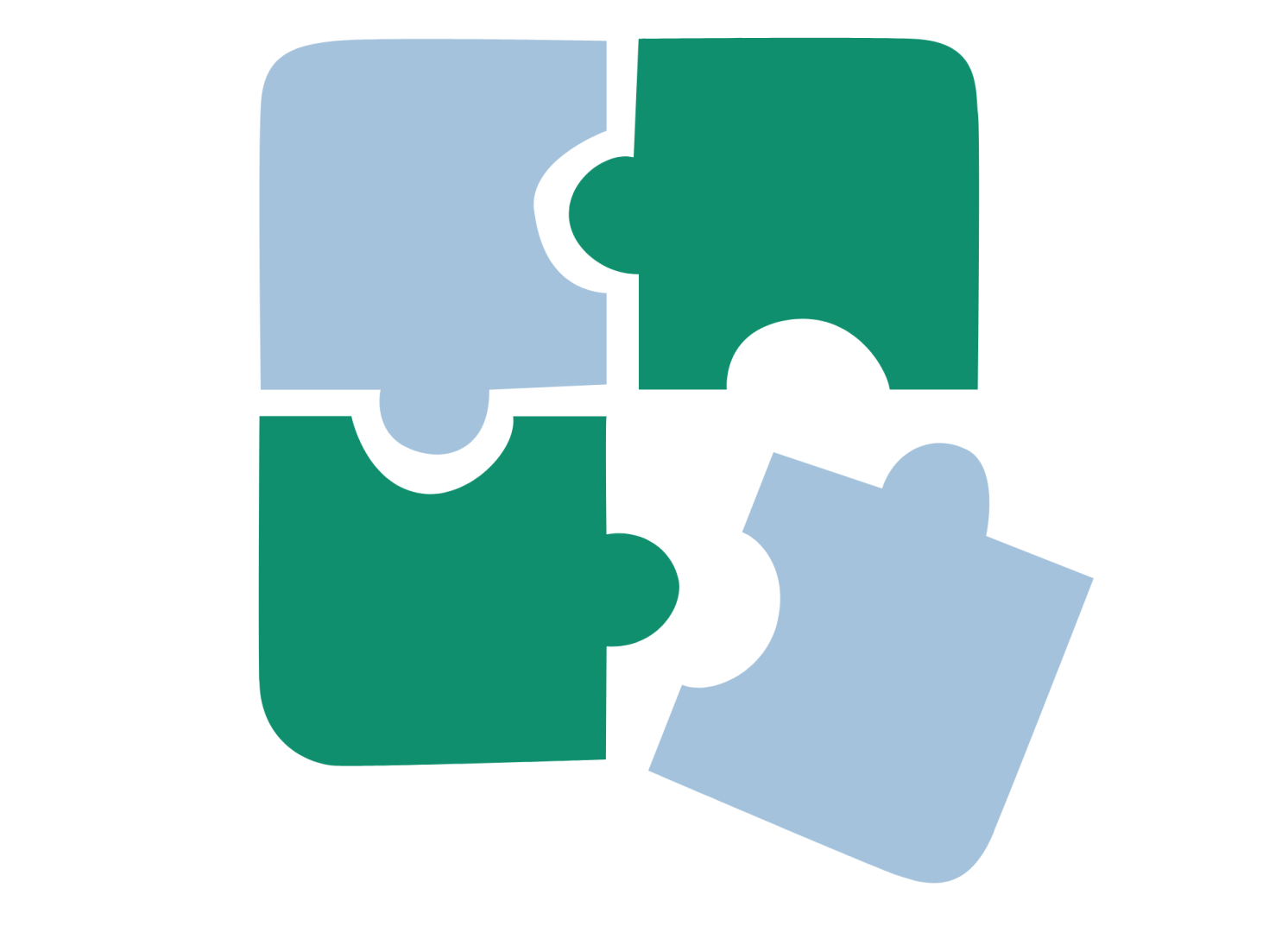 Puzzle vert et bleu en construction