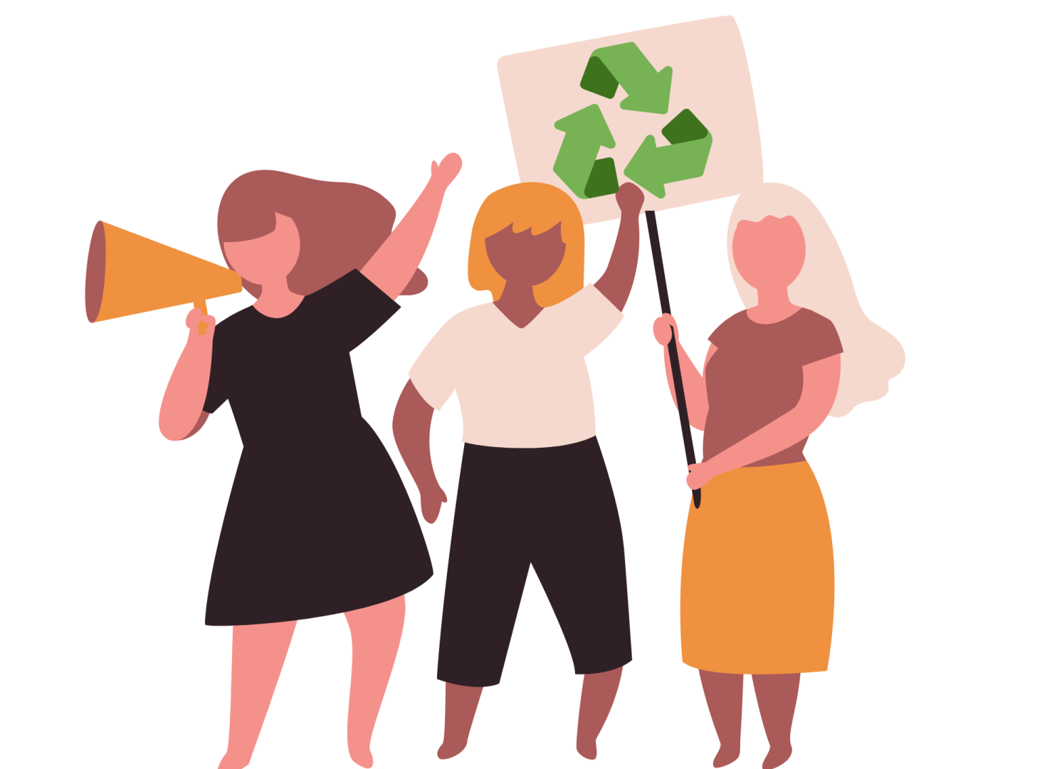 Pictogramme de 3 femmes qui militent