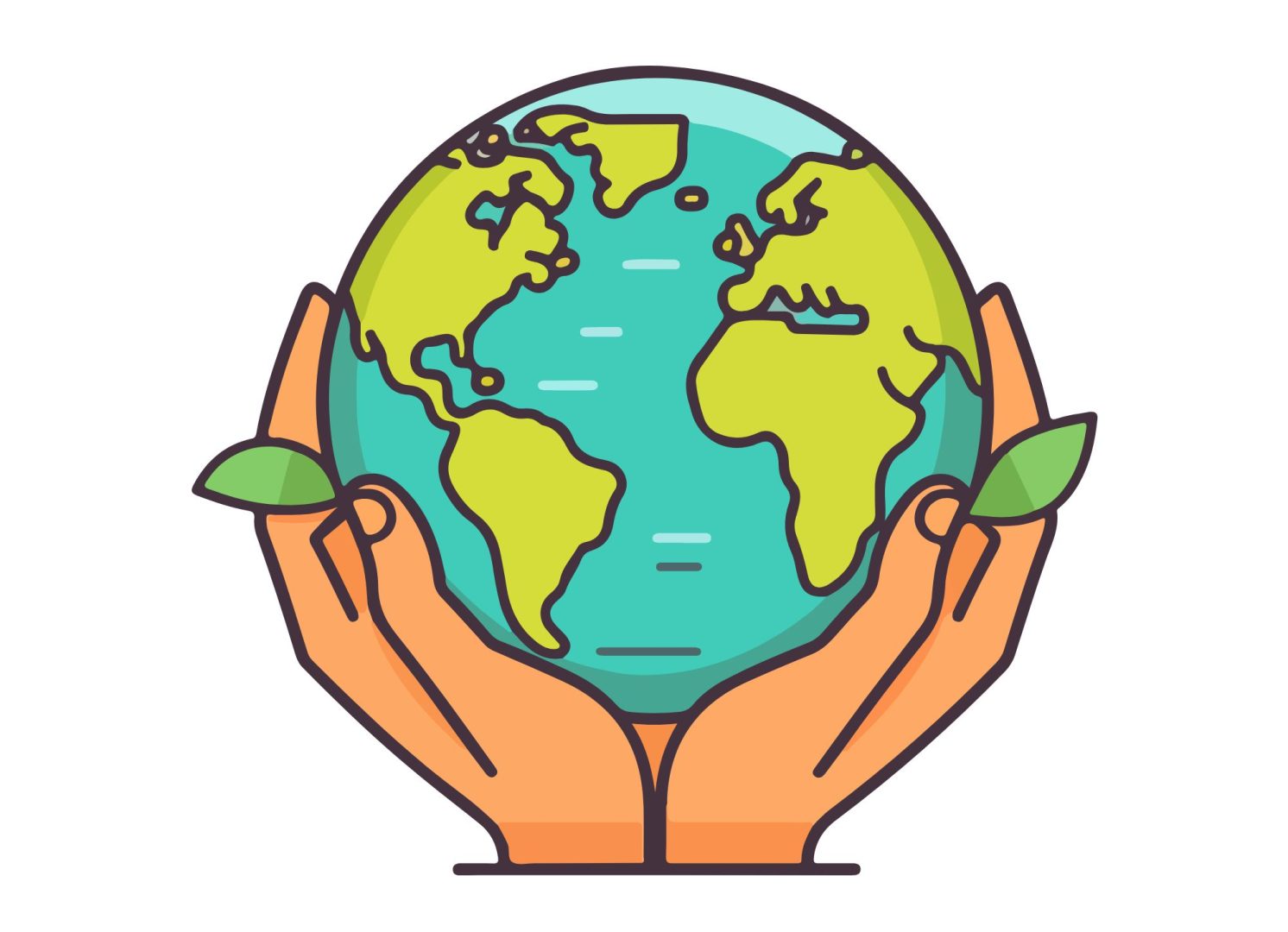 Une terre est tenue par deux mains