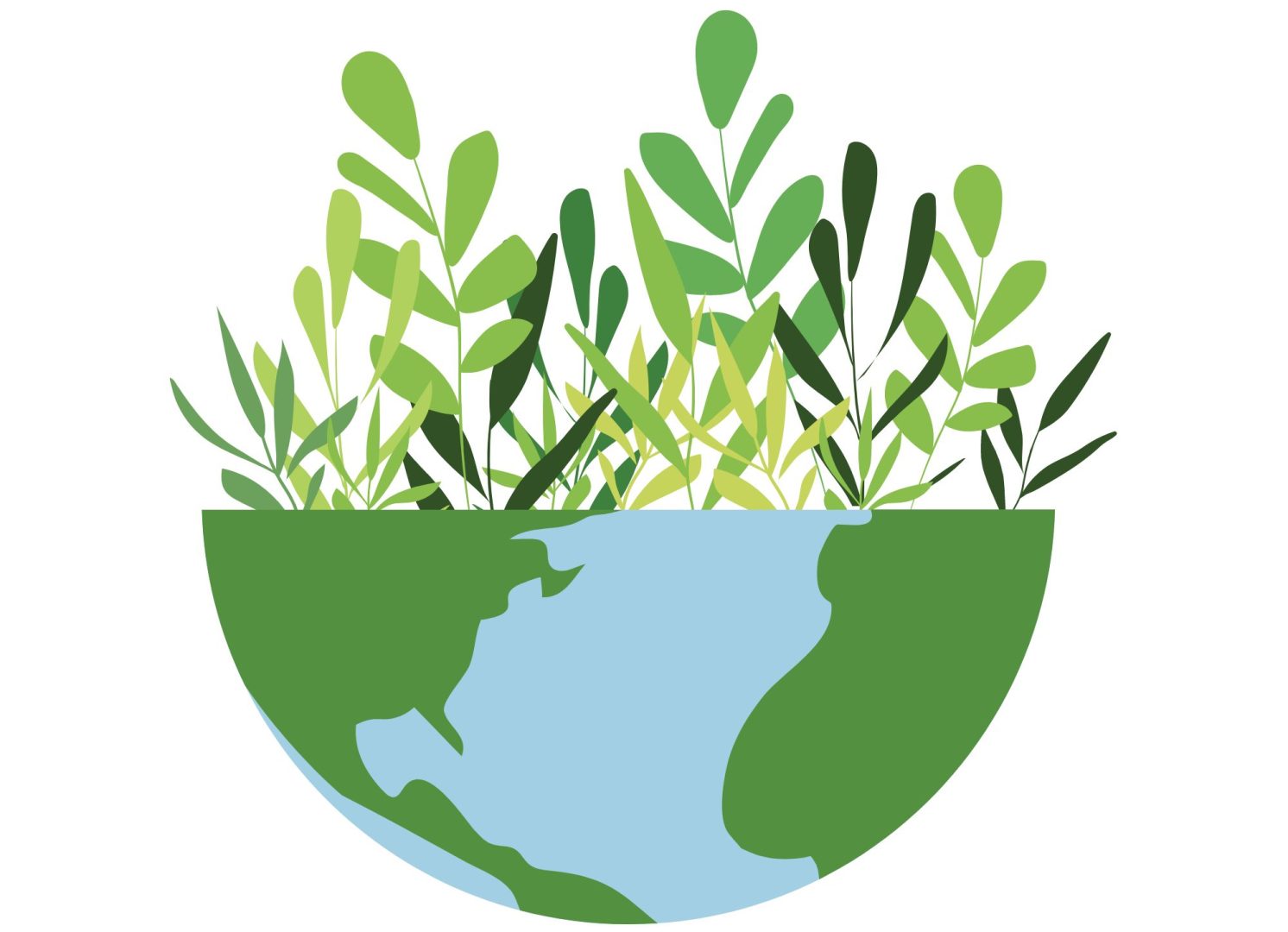 Terre en deux avec des plantes qui poussent