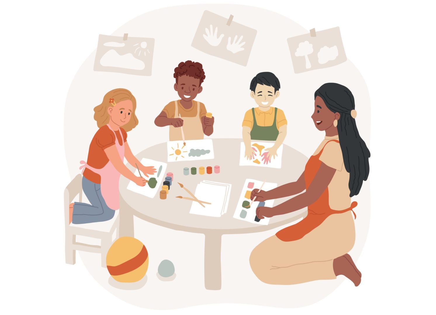 Enfants qui font un atelier manuel