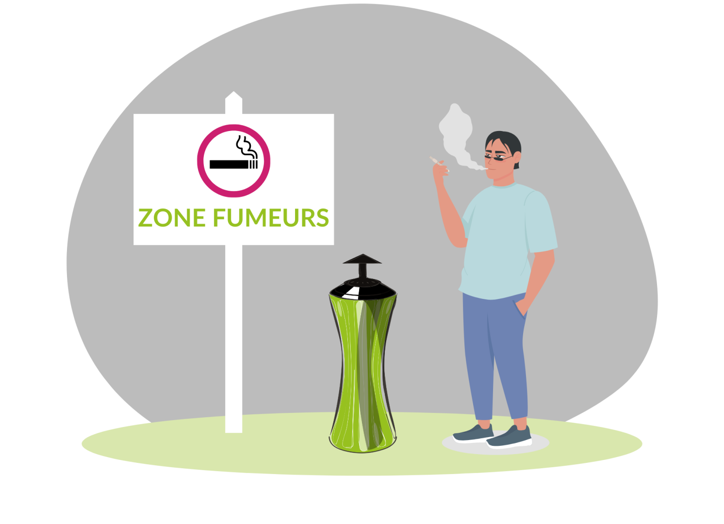 Pictogramme d'une zone fumeurs, avec un homme qui fume