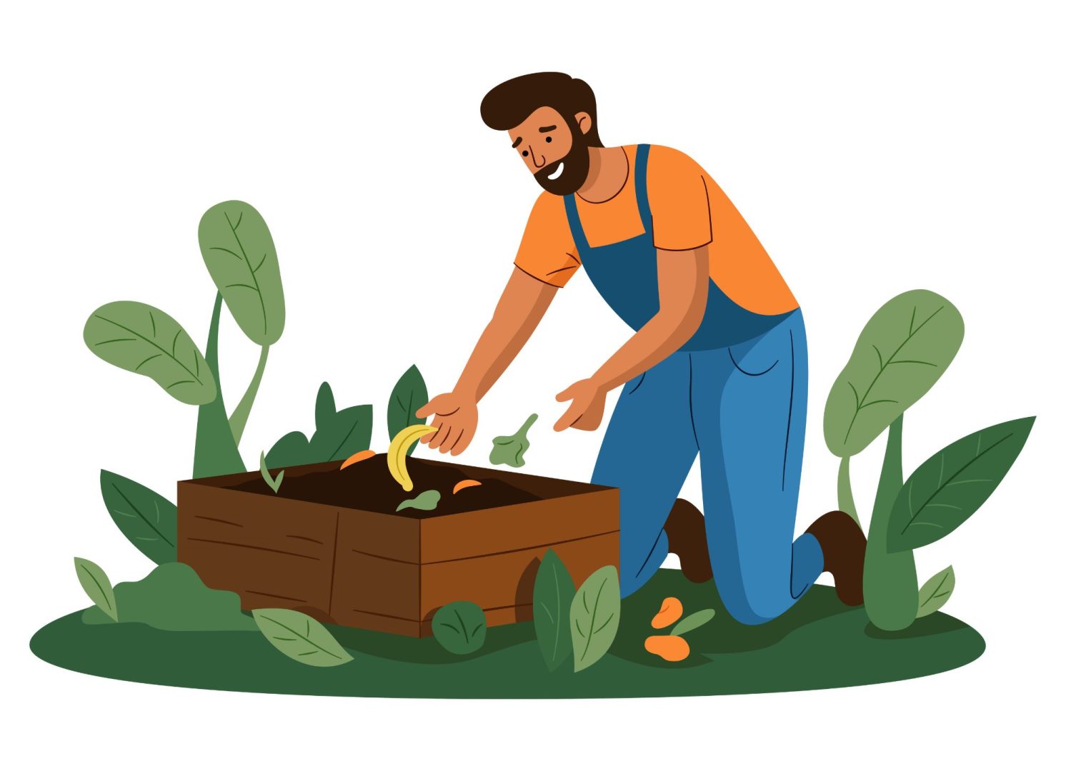 Pictogramme d'un homme qui fait du compost
