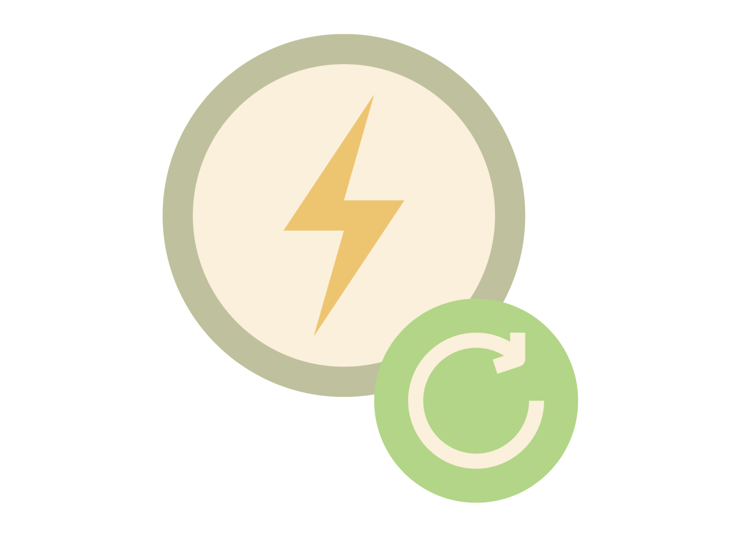 Pictogramme de deux rond avec le symbole de l'énergie et du recyclage