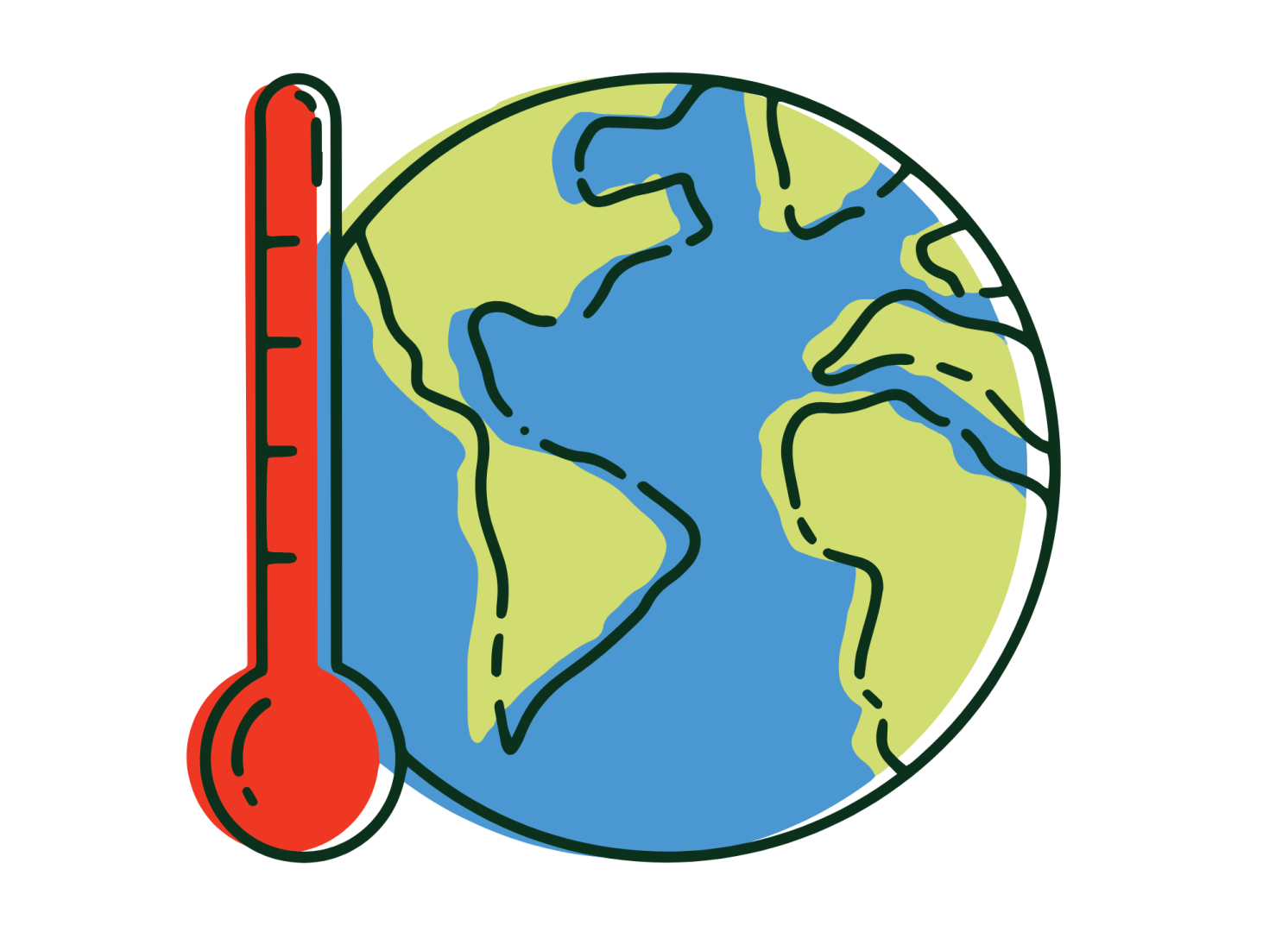 Pictogramme de la planète et un thermomètre