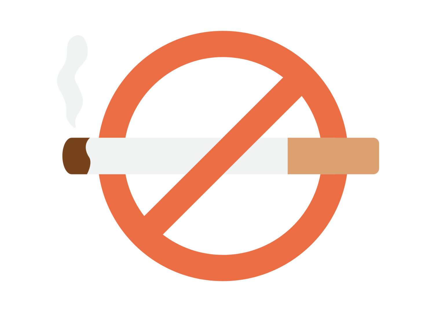 Pictogramme d'une cigarette dans un panneau d'interdiction