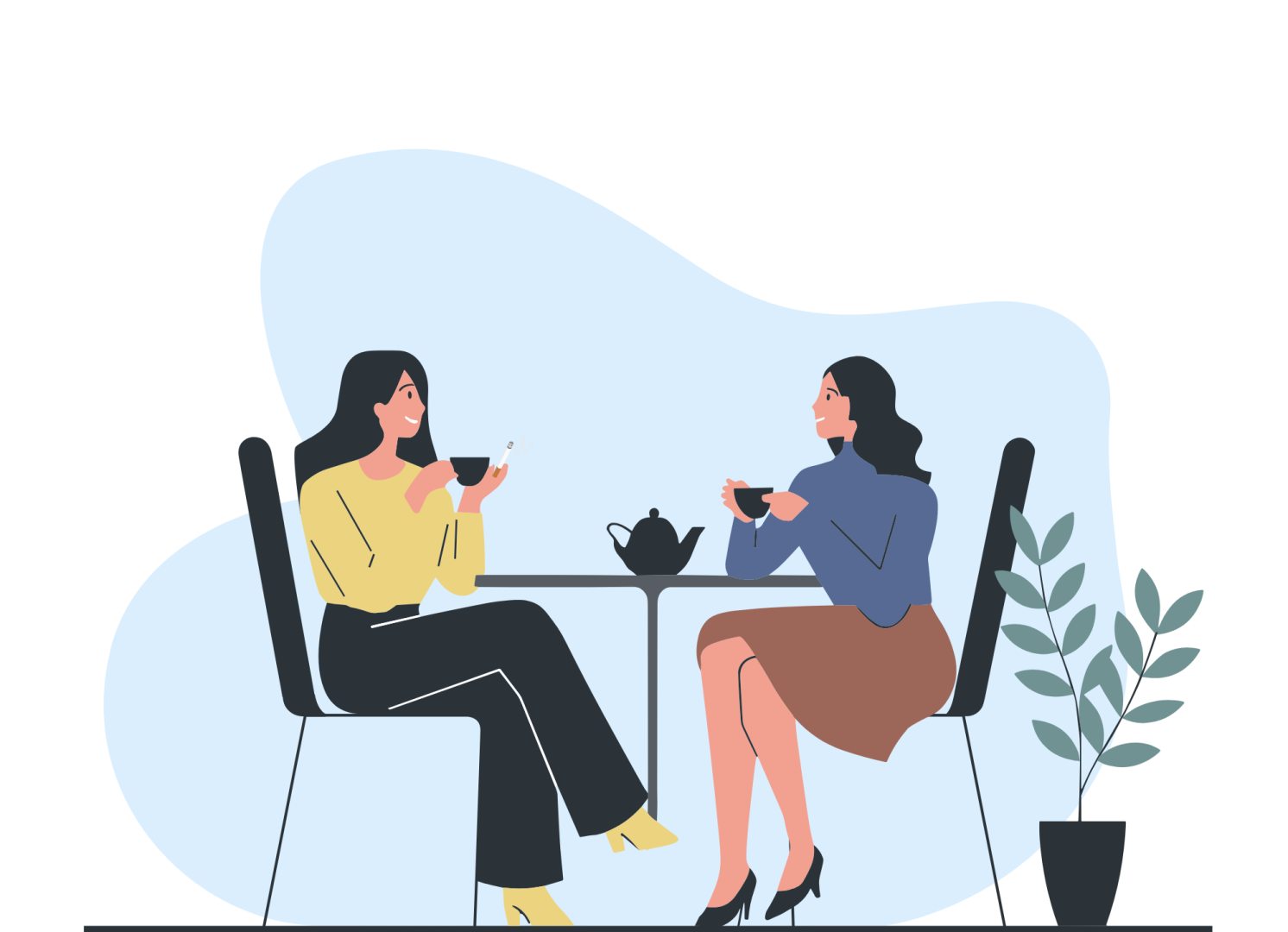 Pictogramme de deux femmes en terrasse