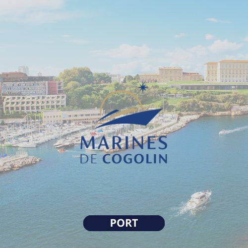 Image d'un port avec logo Marines de Cogolin au premier plan