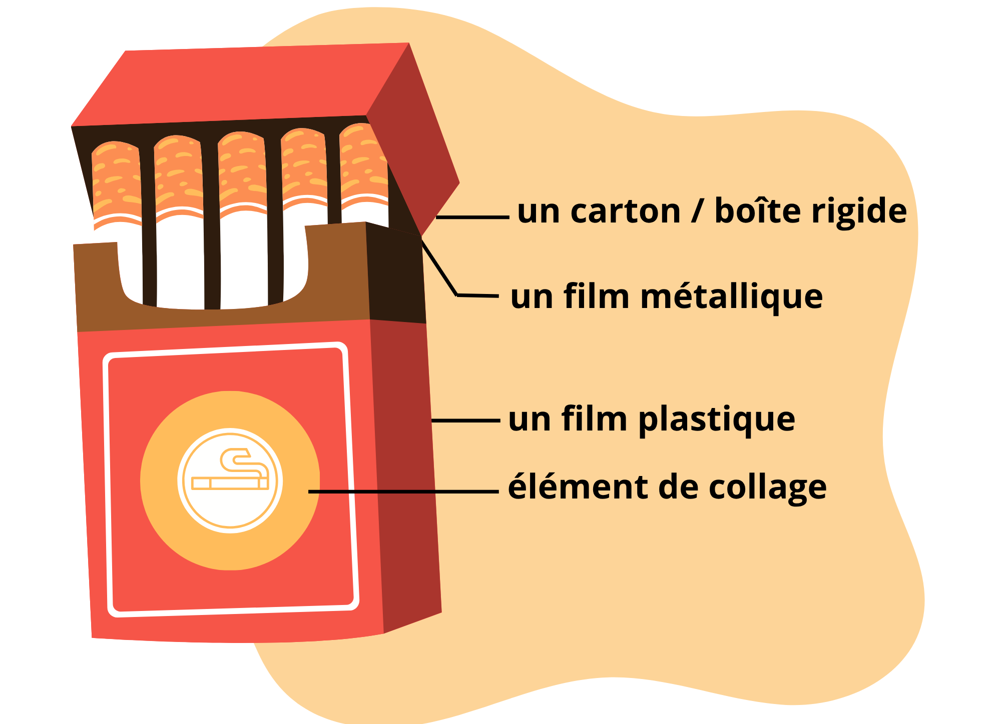 Pictogramme de la composition d'un paquet de cigarettes