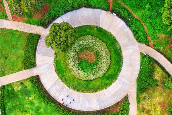 Image d'un parc en forme de rond symbolisant l'économie circulaire