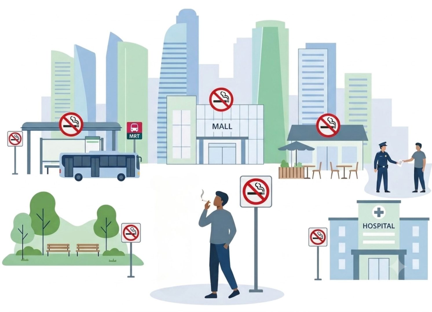 Endroits où il est interdit de fumer à Singapour