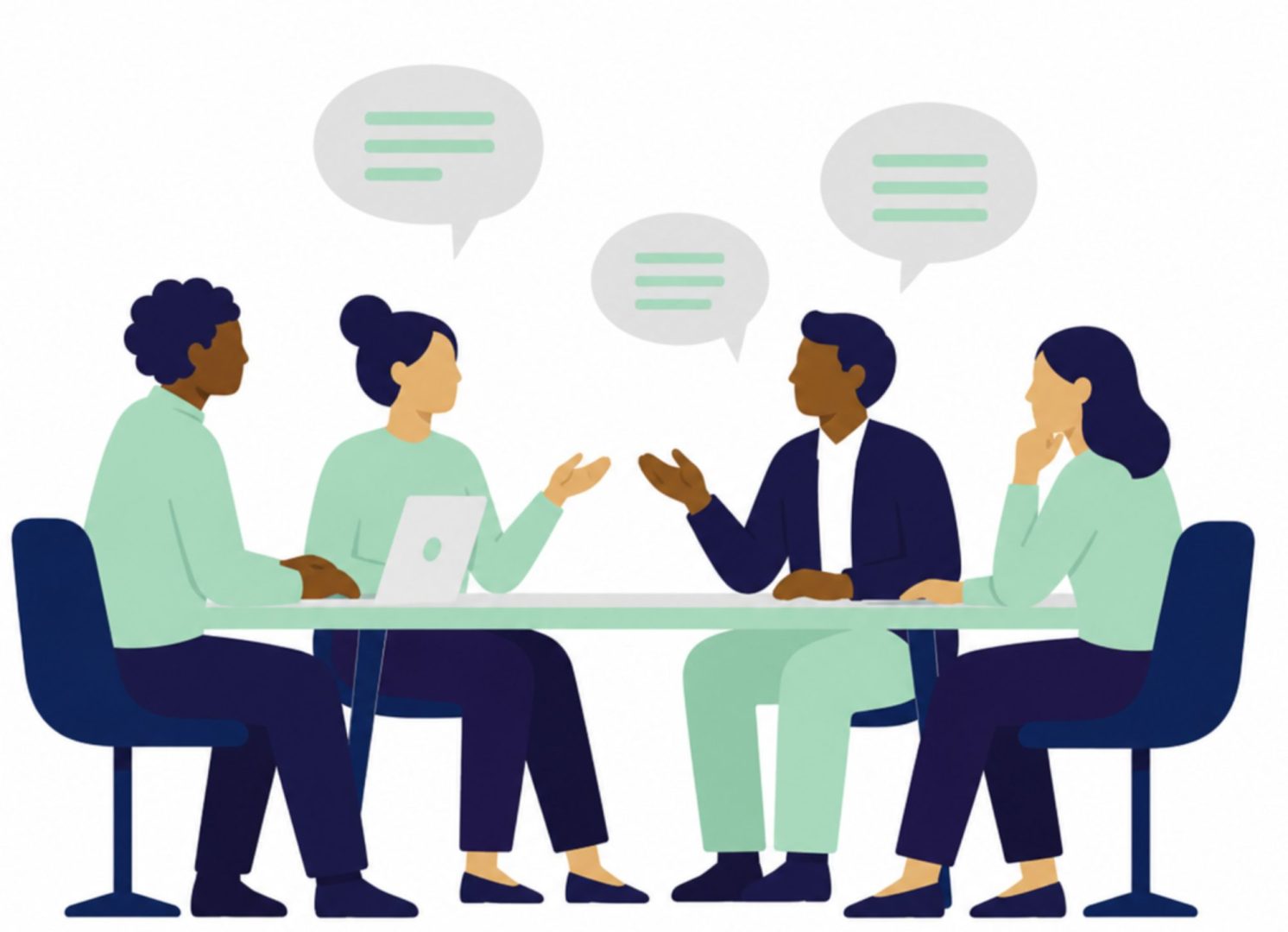 Illustration d'un groupe de personnes qui débat